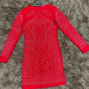 Red rhinestone mini dress